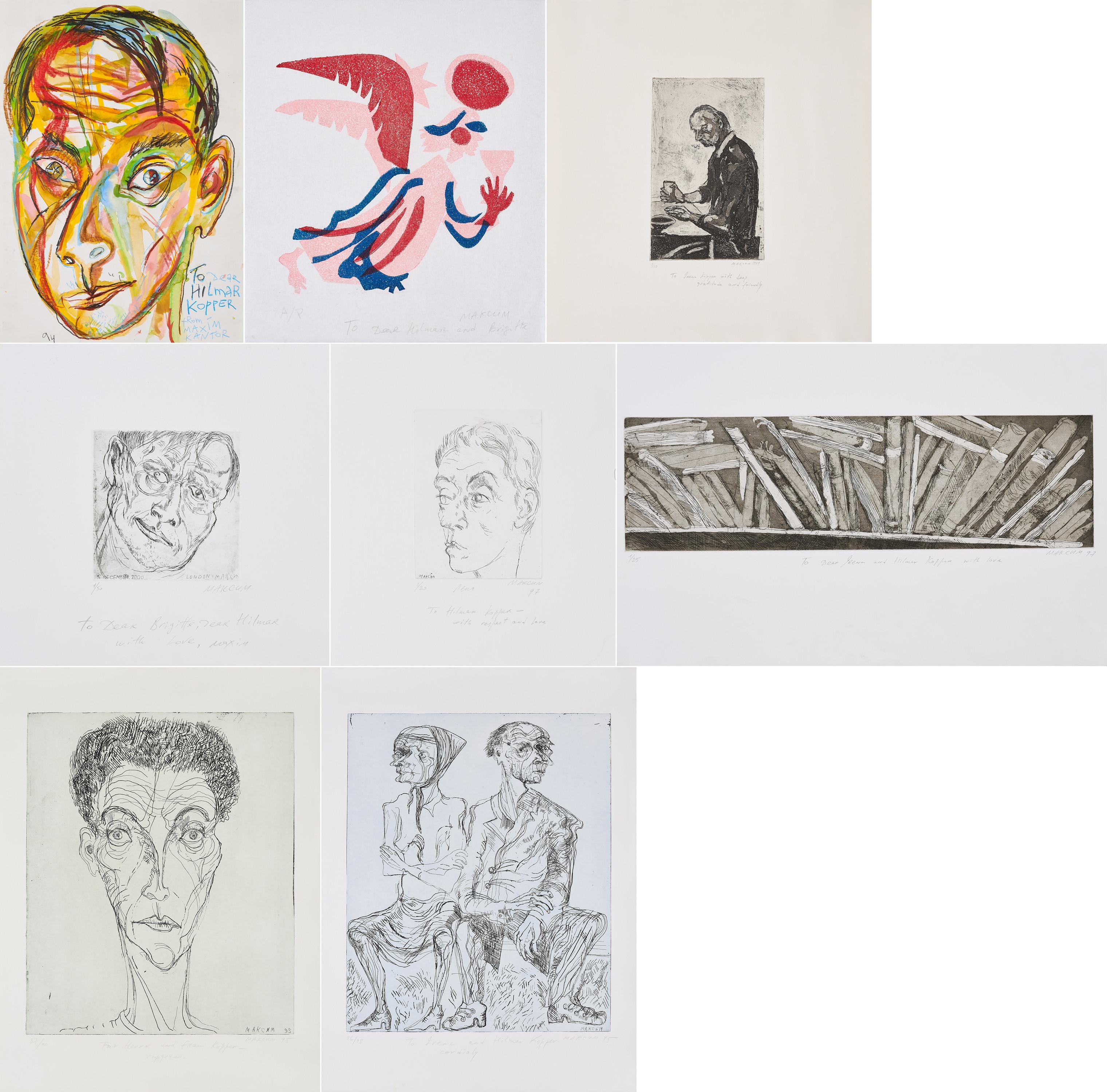 Maxim Kantor - Konvolut von 1 Unikat und 7 Druckgrafiken.
