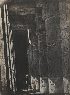 Maxime Du Camp - Medinet-Habou, Galerie Du Palais, 1852Salt Paper Print, Blanquard-Evrard Process Flush-Mounted To Original Card. Framed.