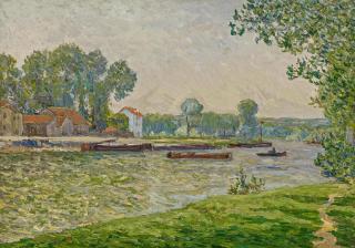 Maxime Émile Louis Maufra - Remorquage sur l\'Oise, l\'Ile-Adam.