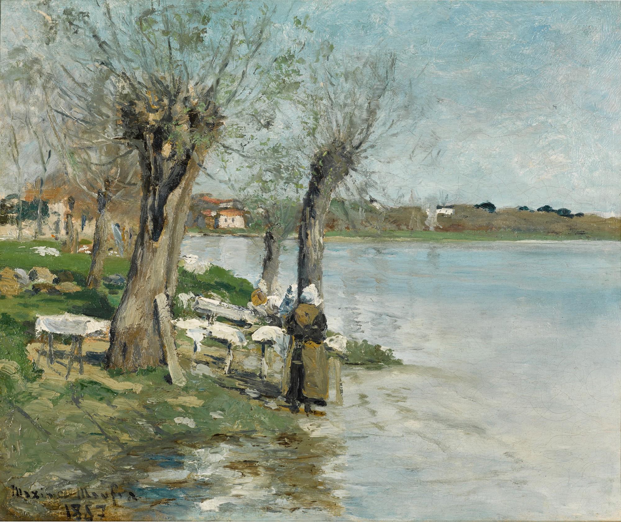 Maxime Maufra - Lavandières au bord d\'une rivière près de Nantes