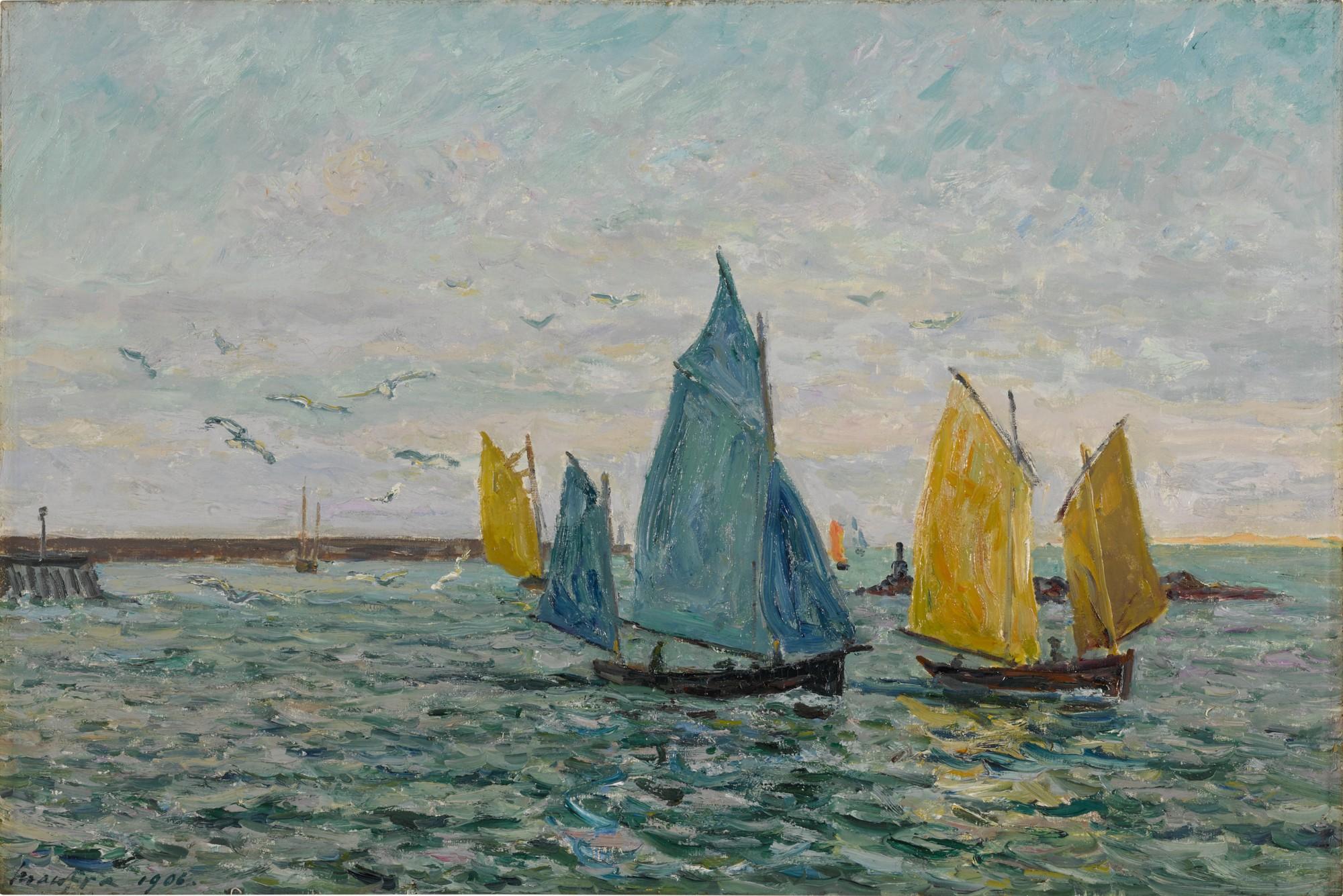 Maxime  Maufra - Le Rentrée des bateaux crevettiers, Le Croisic
