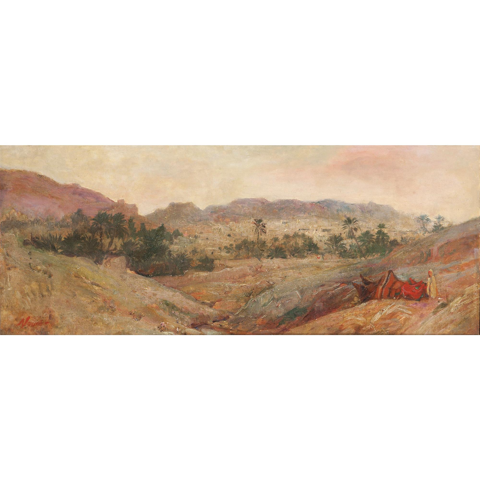 Maxime Noiré - Ville Dans L\'Oasismaxime Noiré ; The Oasis ; Signed Lower Left ; Oil On Canvas Laid Down On Panel