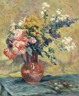 Maximilien Luce - Bouquet de Fleurs Dans Un Vase