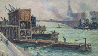 Maximilien Luce - Chalands sur la Seine par Temps Gris
