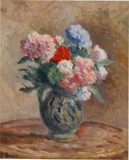 Maximilien Luce - Hortensias et roses dans un vase