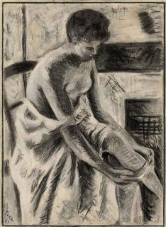 Maximilien Luce - Jeune femme mettant ses bas