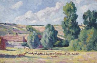 Maximilien Luce - La ferme d\'Ezeaux (Moulineux) (recto); Etude de vache (verso)