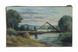 Maximilien Luce - La Roche-Guyon, Bord de Riviére, Construction du Pont