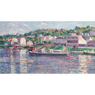 Maximilien Luce - Le Bas-Meudon, Péniche Sur La Riviere