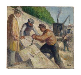Maximilien Luce - Le tailleux de pierre; and a companion drawing