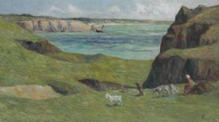 Maximilien Luce - Le Tréport, le gardien de chèvres sur la falaise