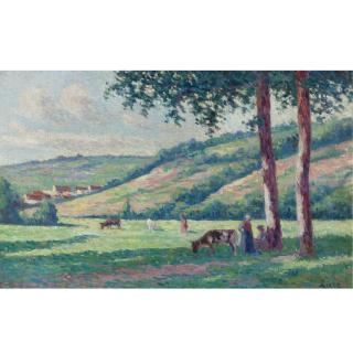 Maximilien Luce - Paysage Aux Bergères Et Vachers