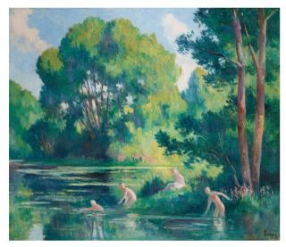 Maximilien Luce - Rolleboise, Baignade Dans Le Petit Bras De La Seine