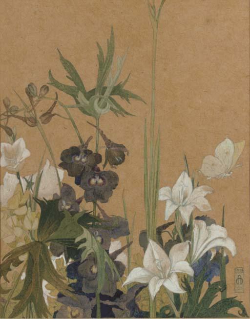 Maxwell Ashby Armfield - Orchids and white lillies