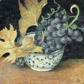 Maxwell Ashby Armfield - Still life with a bunch of grapes and vine leaves in a chinoiserie bowl