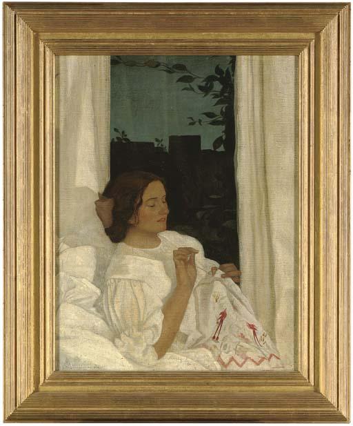 Maxwell Ashby Armfield - The Window Seat, An Evening At Home (Portrait of The Artist\'S Wife)