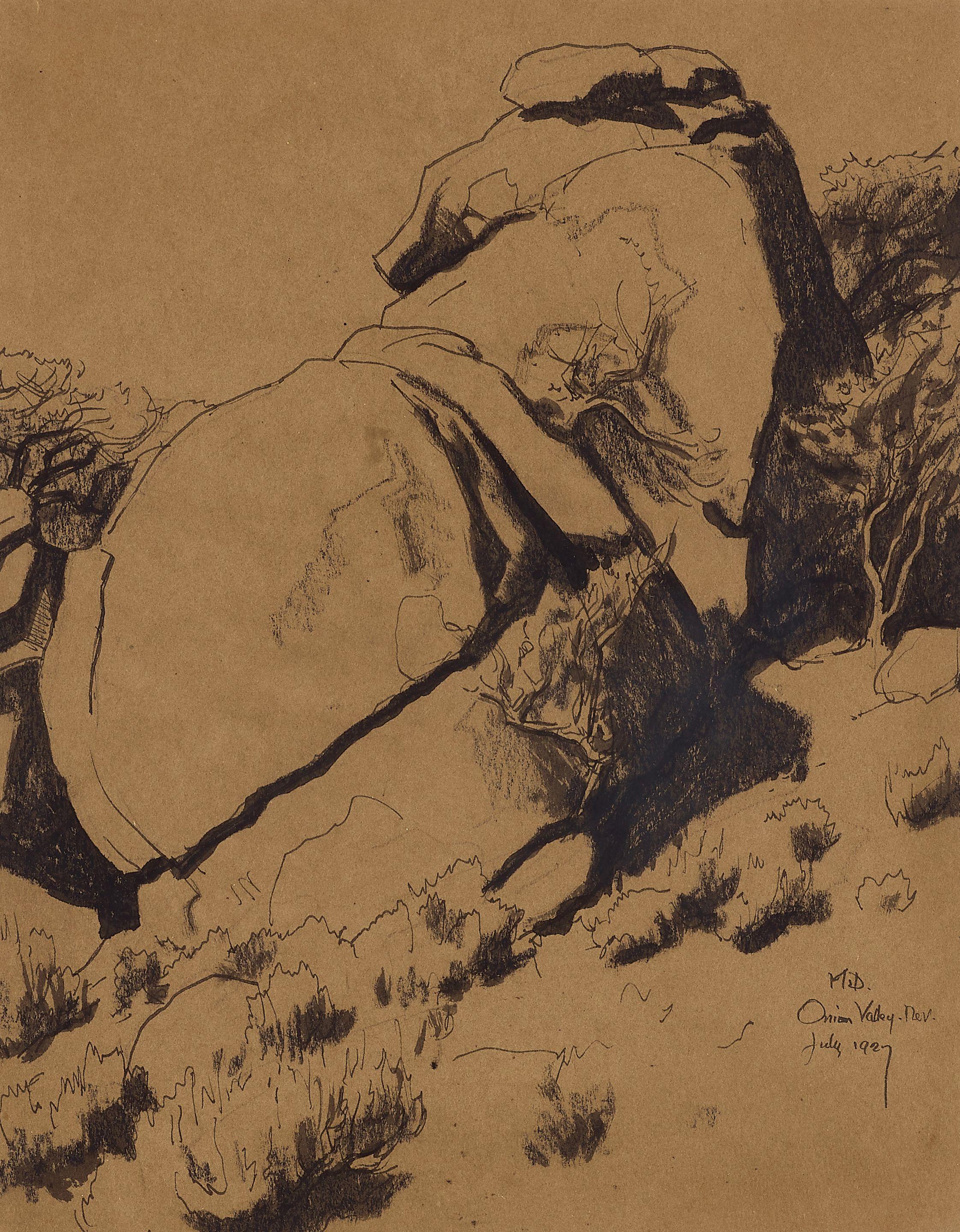 Maynard Dixon - Boulders, Onion Valley, Nevada paper 13 x 10 in. framed 18 x 15 in.