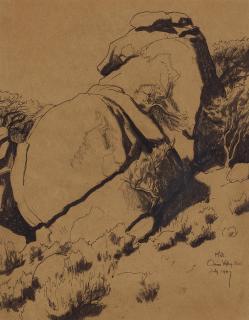 Maynard Dixon - Boulders, Onion Valley, Nevada paper 13 x 10 in. framed 18 x 15 in.