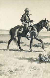 Maynard Dixon - Cowboy on horseback