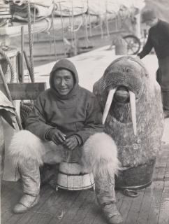 Maynard Owen Williams - Noo-Ka-Ping-Wa and His Harpooned Walrus Trophy, McMillan Expedition to the Arctic, 1925