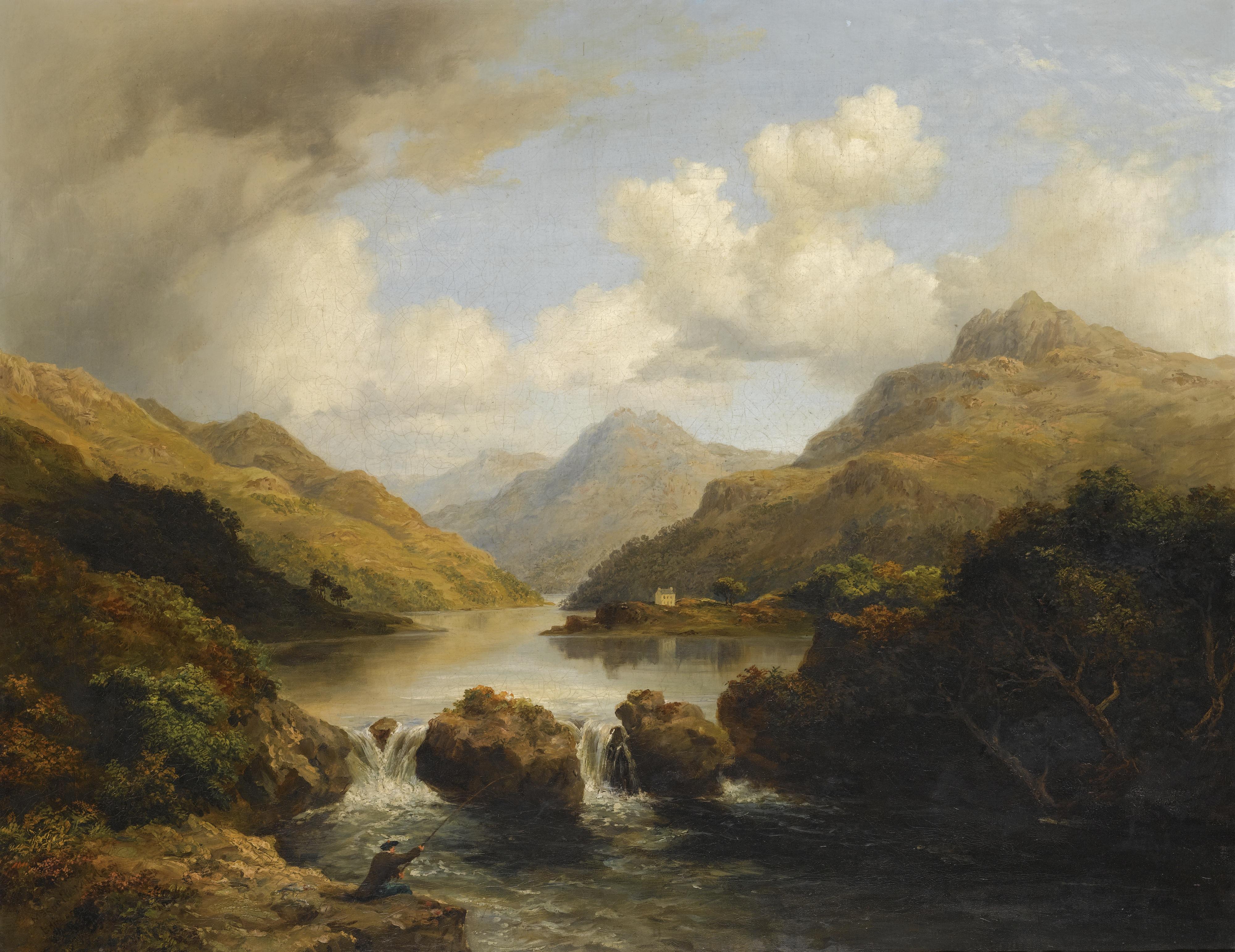 Mcneil Macleay, A.R.S.A. - Fishermen By A Loch