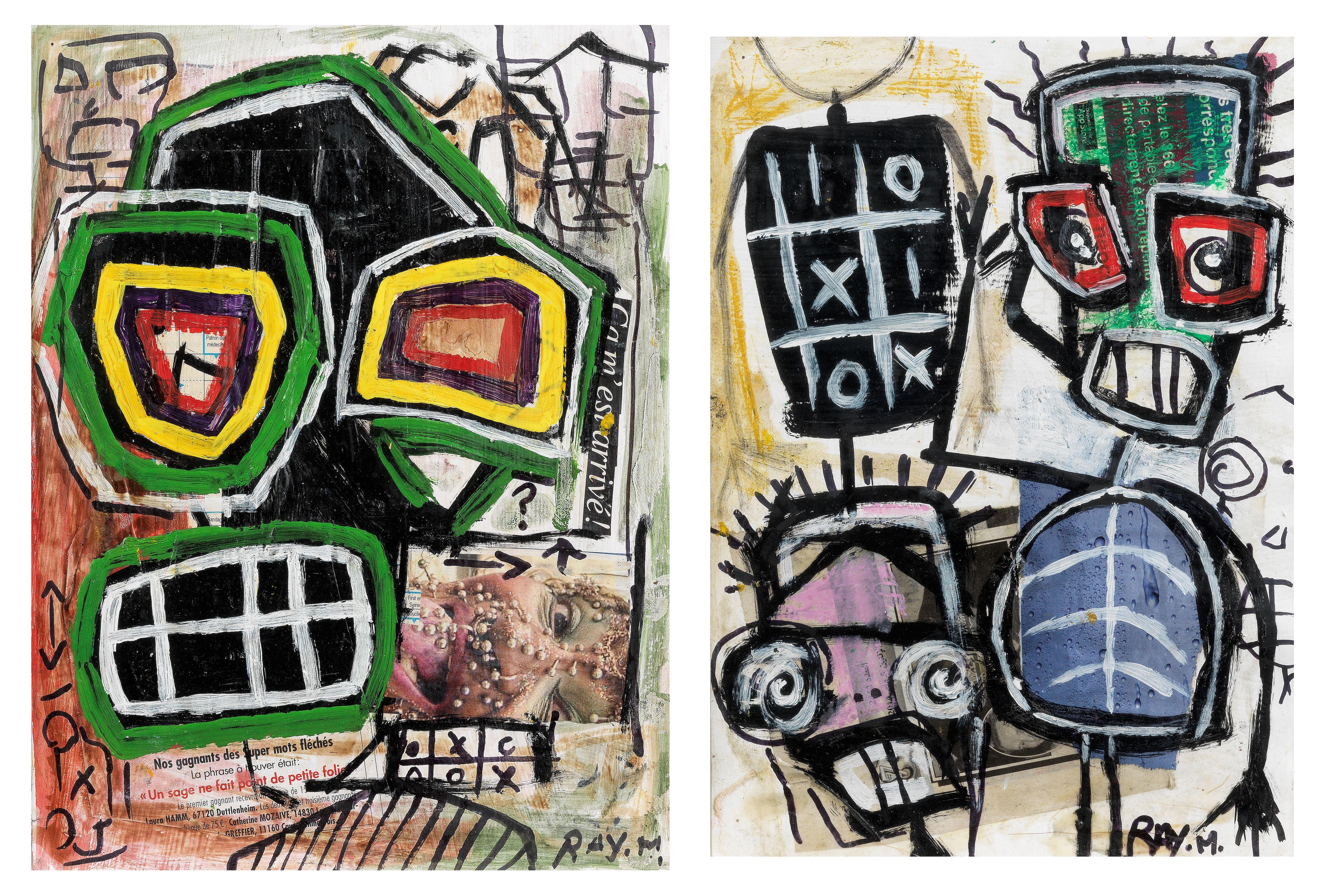 Médéric Turay - Noughts and Crosses; Head study (a pair), 2014