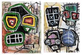 Médéric Turay - Noughts and Crosses; Head study (a pair), 2014