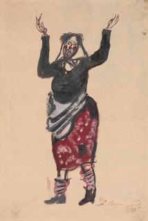 Meer M. Akselrod - A costume design for Midas Ha\'Din\' (\'Measure of Justice\') 37.2 x 25.7cm (15 x 10 1/8in).