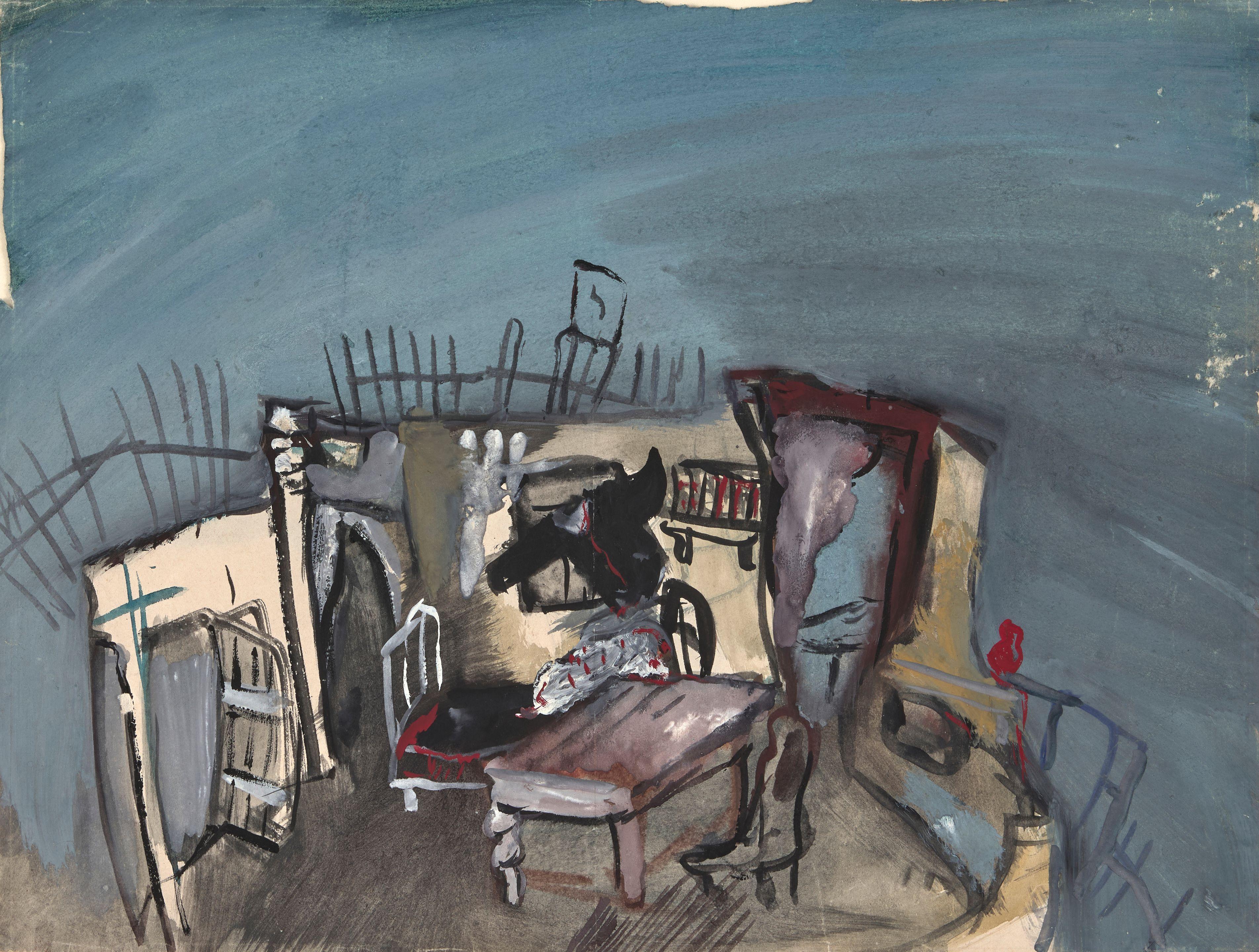 Meer M. Akselrod - A stage design for play Schwester (\'Sisters\'), 1937 28.5 x 38cm (11 1/4 x 14 7/8in).