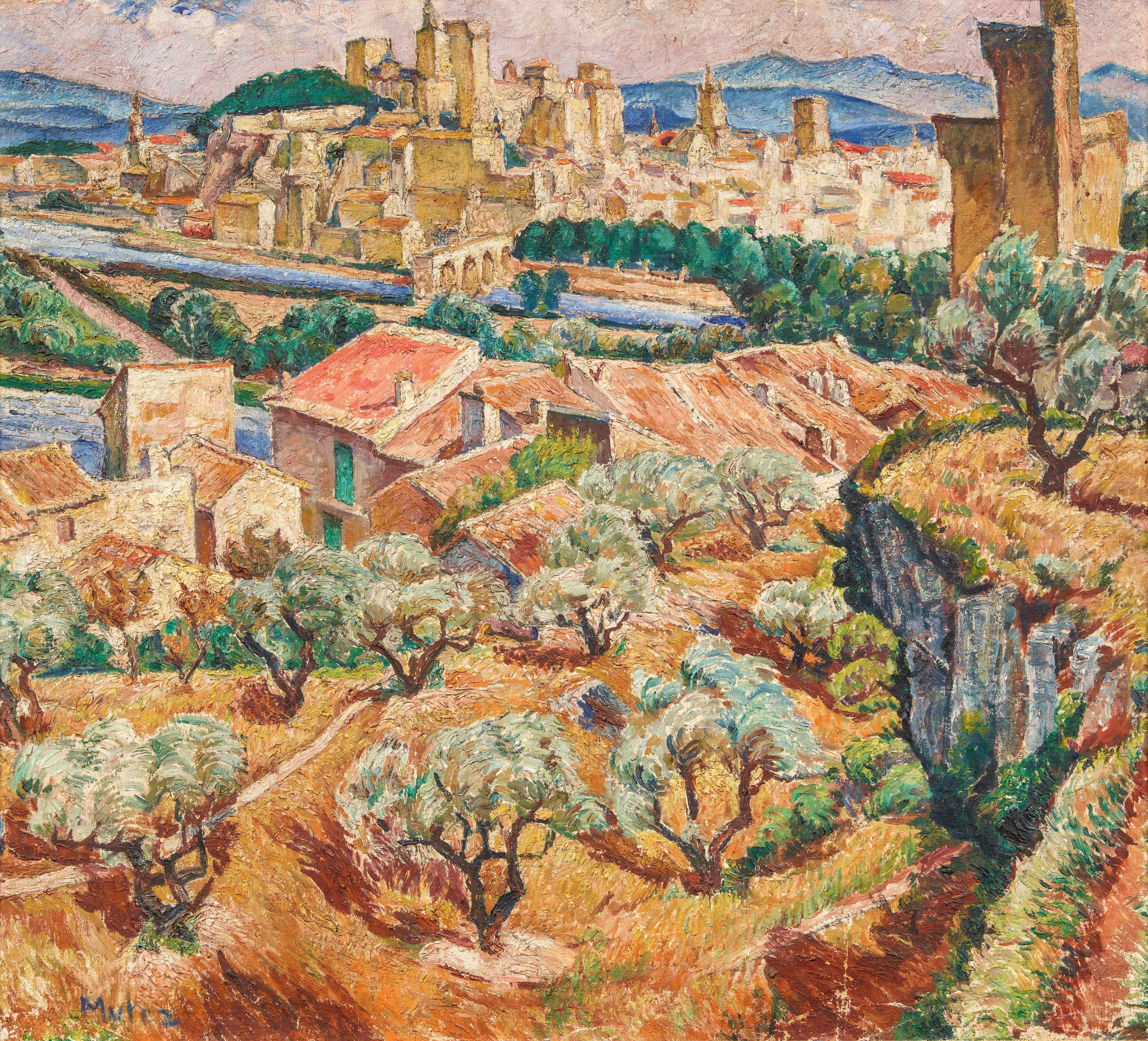 Mela Muter - Ansicht von Avignon. Verso: Mutter mit Kind