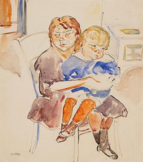 Mela Muter - Geschwister. Rückseitig: Porträt des Vaters der Künstlerin, Fabian Klingsland