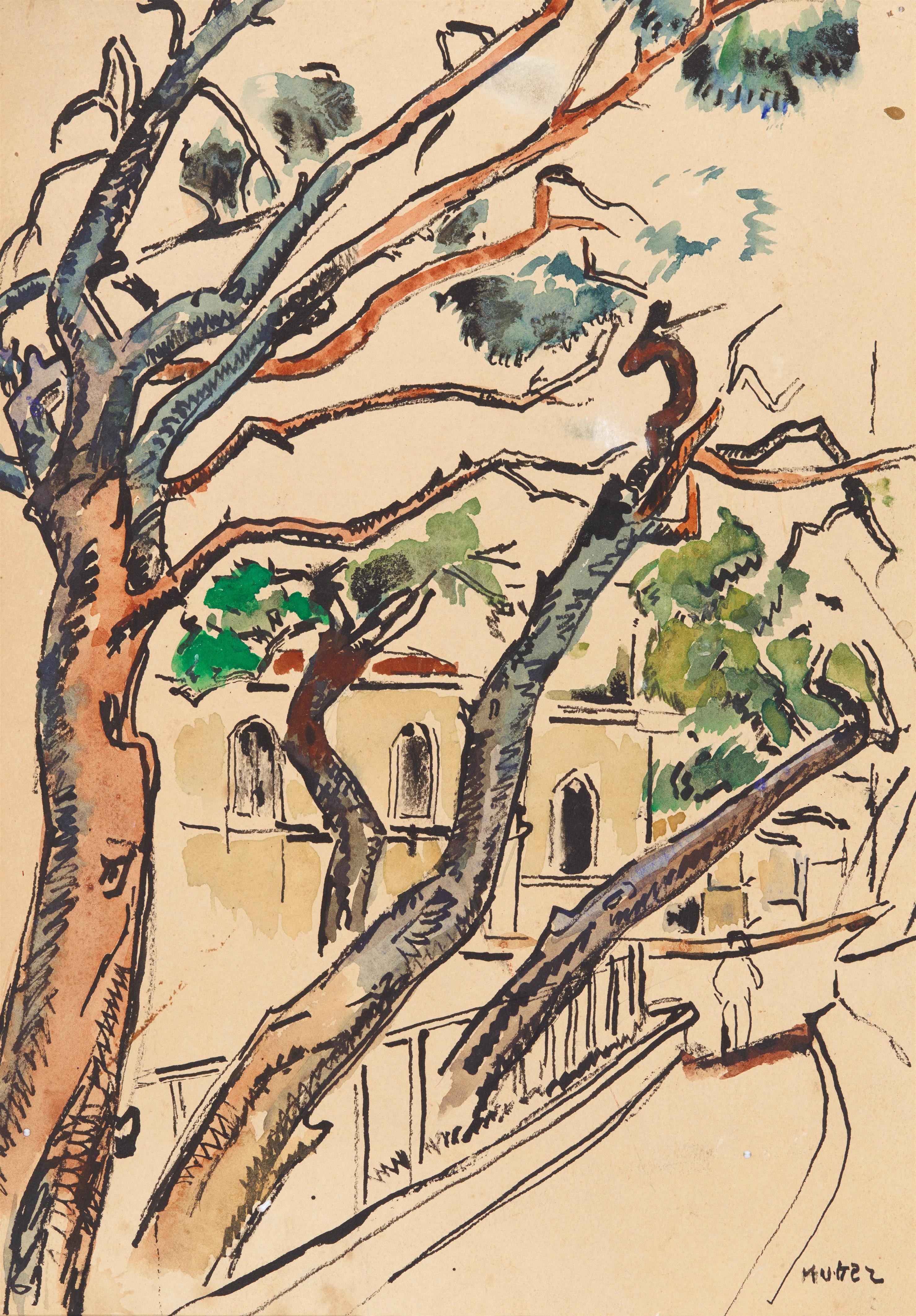 Mela Muter - Straßenszene mit Bäumen