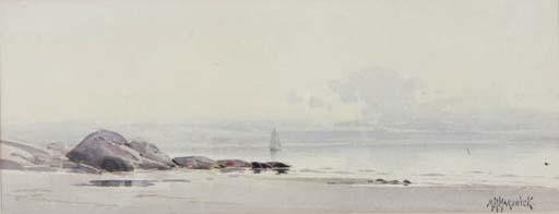 Melbourne H. Hardwick - Rocky Coast With A Sailboat In The Distance; Also Two Works By Other Hands