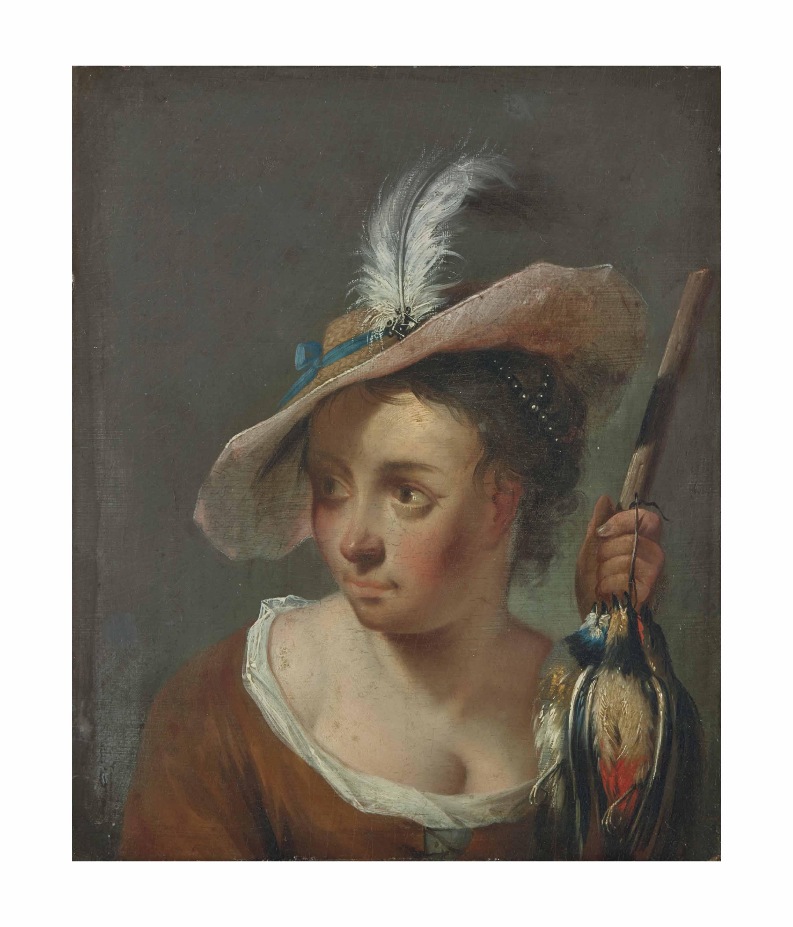 Melchior Brassauw - Une femme tenant une perdrix