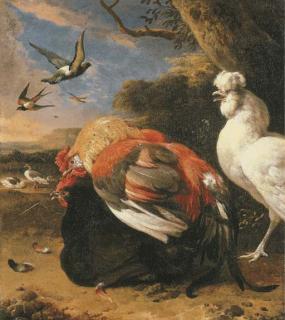 Melchior De Hondecoeter - Coupling chickens in a landscape