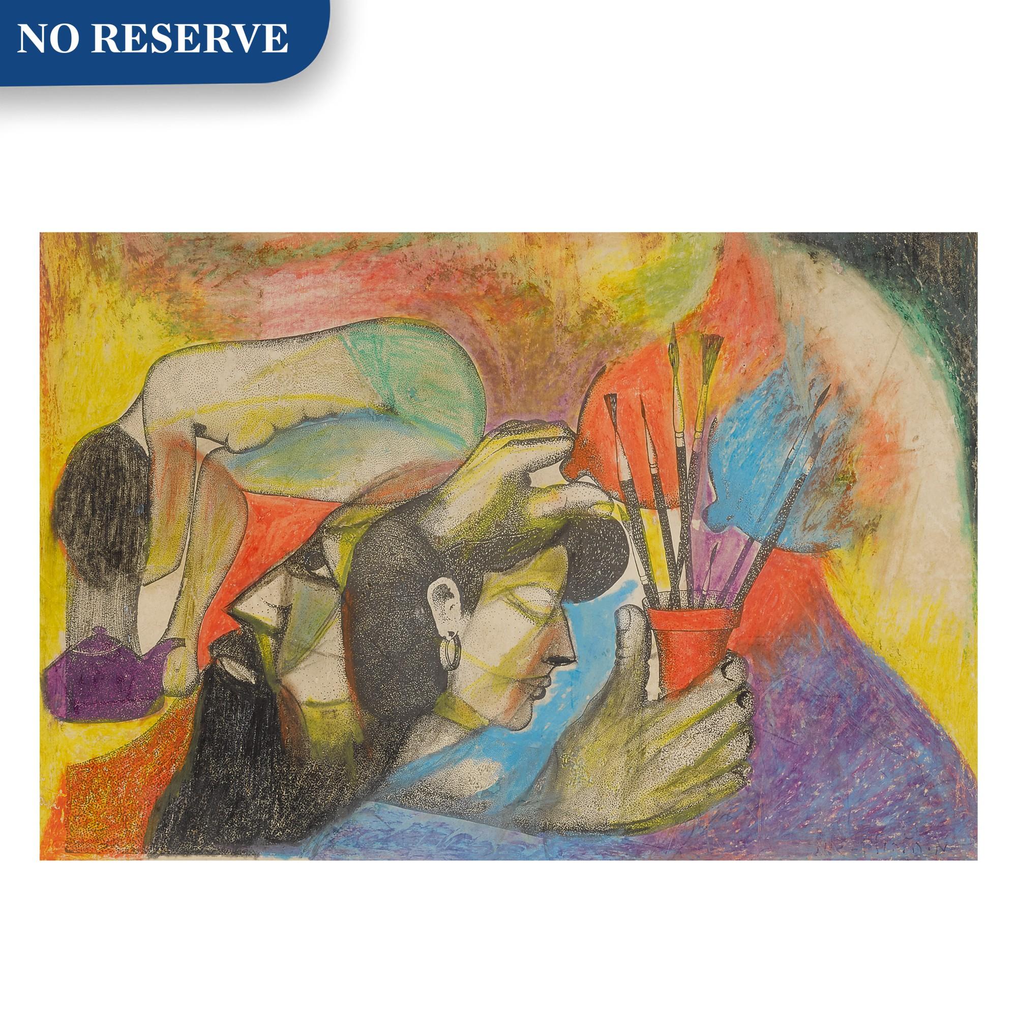 Menachem Helholz-Or - Two Figures and Paint Brushes