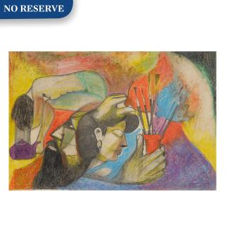 Menachem Helholz-Or - Two Figures and Paint Brushes