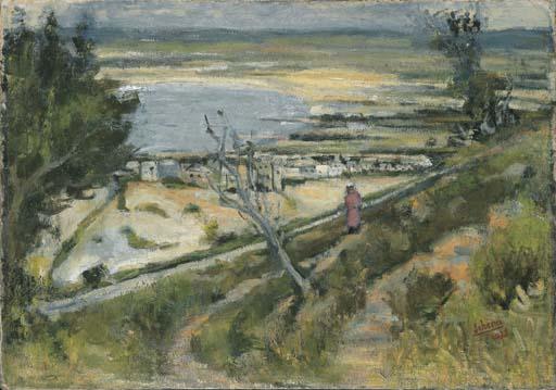 Menachem Schemi - Figure in Landscape - Haifa Bay