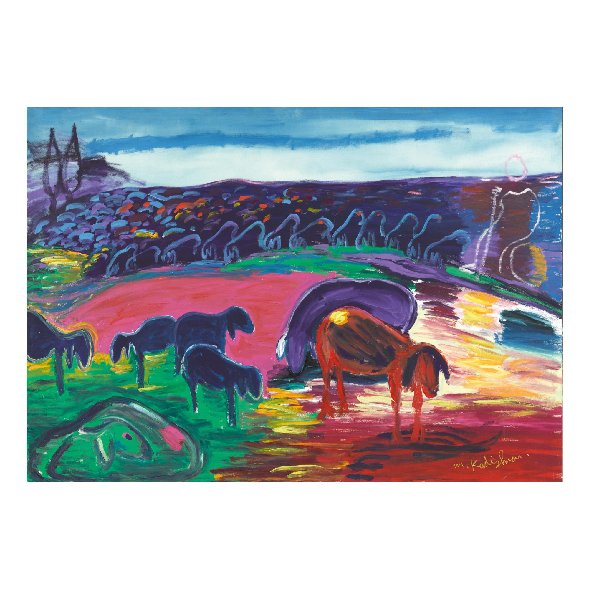 Menashe Kadishman - Landscape With Sheep
