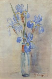 Menso Kamerlingh Onnes - Blue irisses in a glass vase