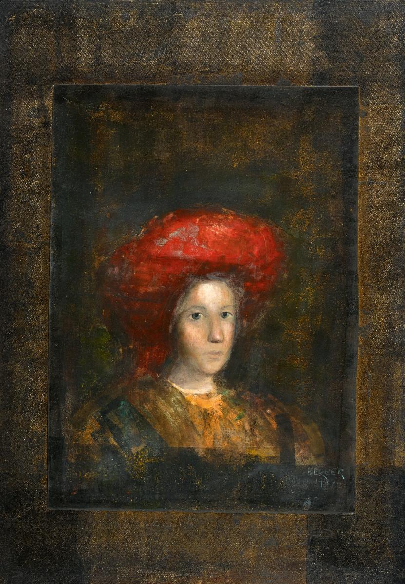 Mersad Berber - Ohne Titel (Bildnis eines Knaben mit rotem Turban)