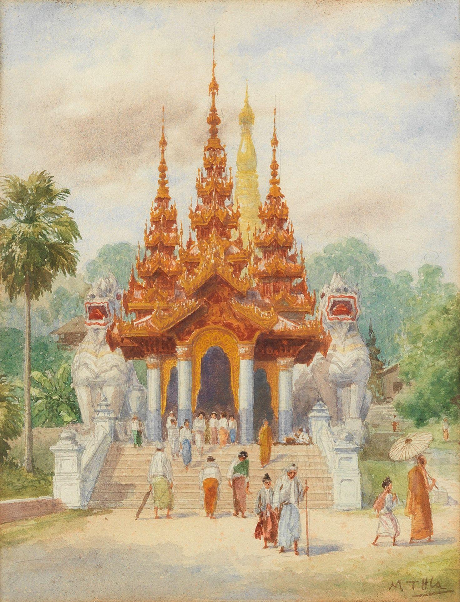 Mg Tun Hla - \'Entrance to Schwedagon Pagoda\', Rangoon