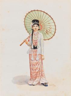 Mg Tun Hla - Three portrait studies of Burmese figures (3)