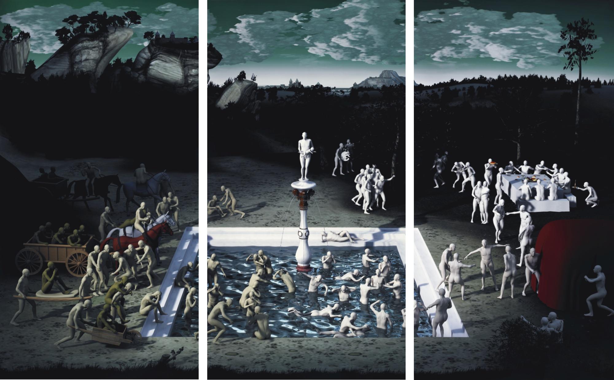 Miao Xiaochun - H2O The Fountain Of Youth - Front View (Triptych)