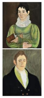 Micah Williams - A Pair of Portraits of George McDowell and Phoebe Morris McDowell, Monroe Township, New Jersey