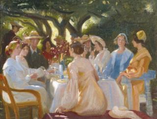 Michael Ancher - Danish skuespillerfrokost (The Actors\' Lunch, Skagen)