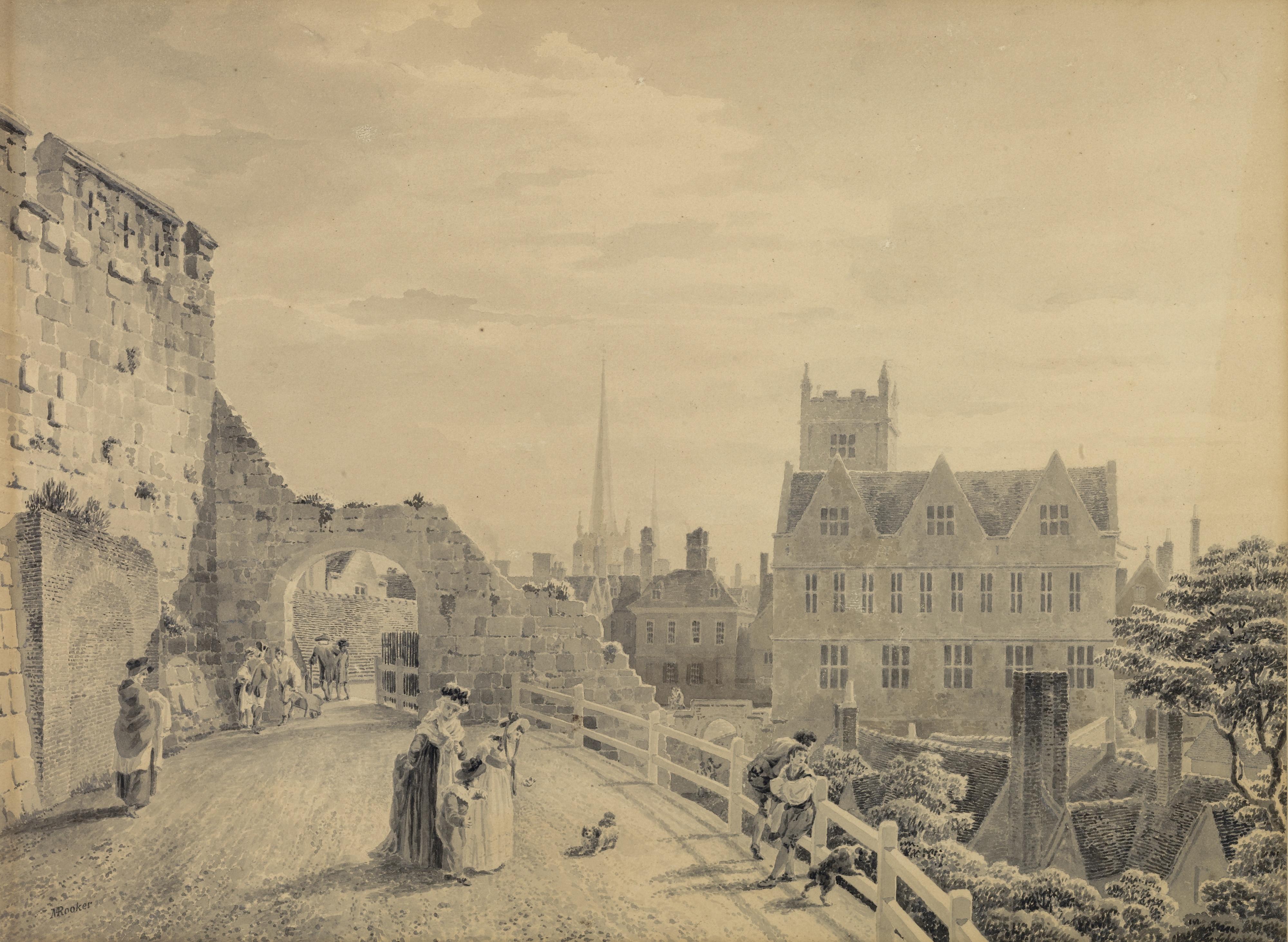 Michael \'Angelo\' Rooker A.R.A. - Promenading Figures, Shrewsbury