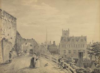 Michael \'Angelo\' Rooker A.R.A. - Promenading Figures, Shrewsbury