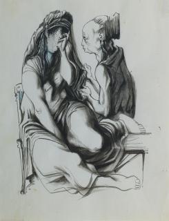 Michael Ayrton - Phaedra and the nurse unframed, but mounted on backing card