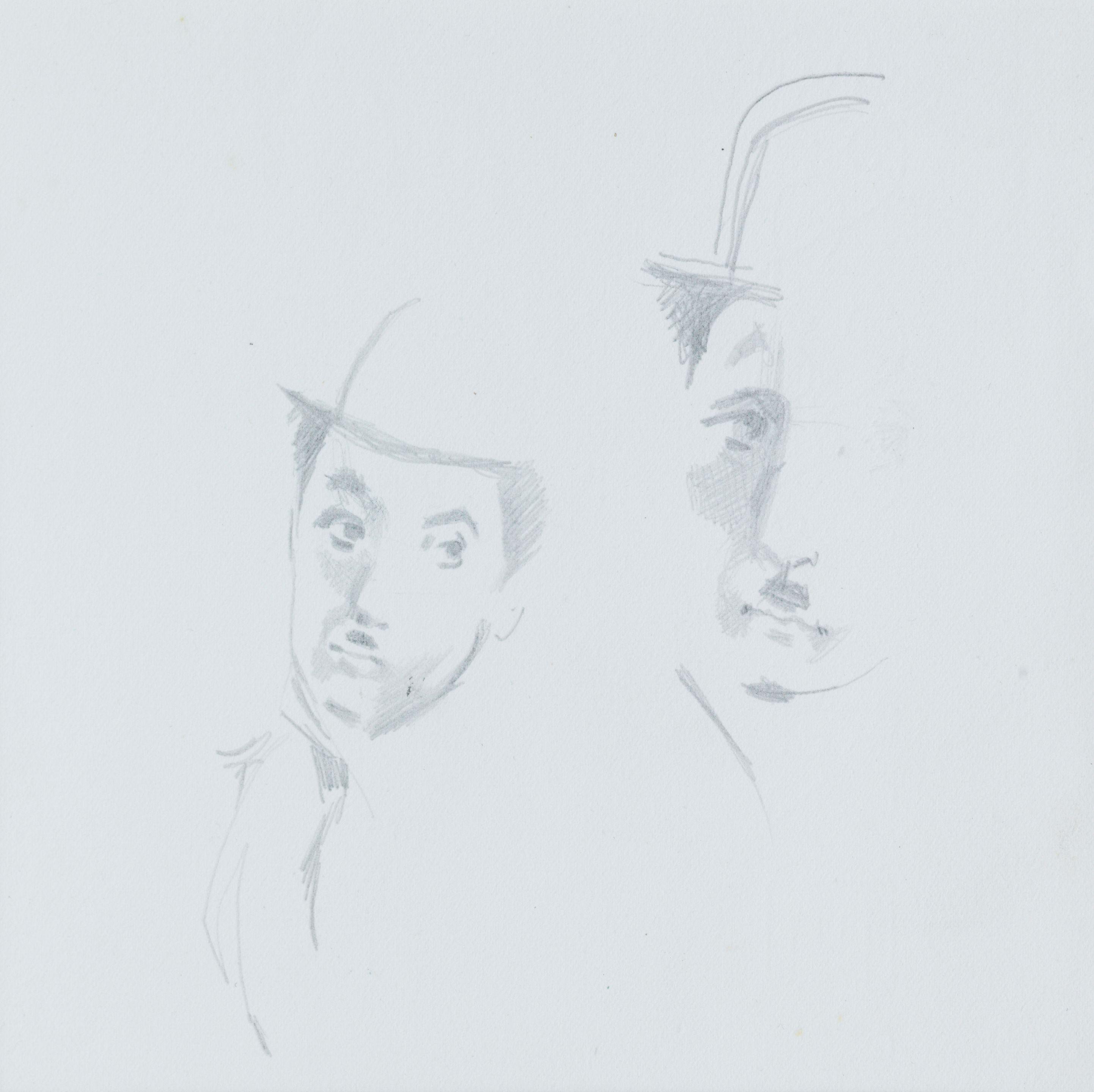 Michael Ayrton - Portrait studies of Charlie Chaplin unframed, but mounted